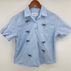 Jimi Roos Embroidered Palm Tree Shirt Men's Large Summer Casual Beach Vibe Italy